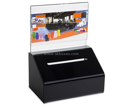 Custom design acrylic plastic collection boxes plastic ballot box black ballot box BBS-181