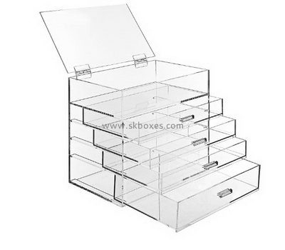 Box factory customize acrylic box drawer organizer with hinged lid BDC-217