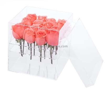 Acrylic box manufacturer customized square rose flower box BDC-399