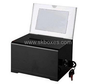 Custom design acrylic large suggestion box perspex suggestion box black ballot box BBS-107