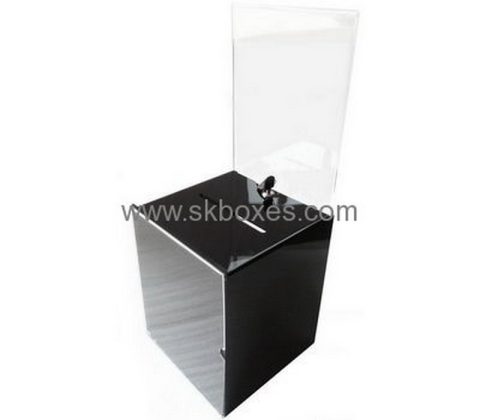 China suggestion box supplier custom design black ballot box acrylic ballot box with lock BBS-139