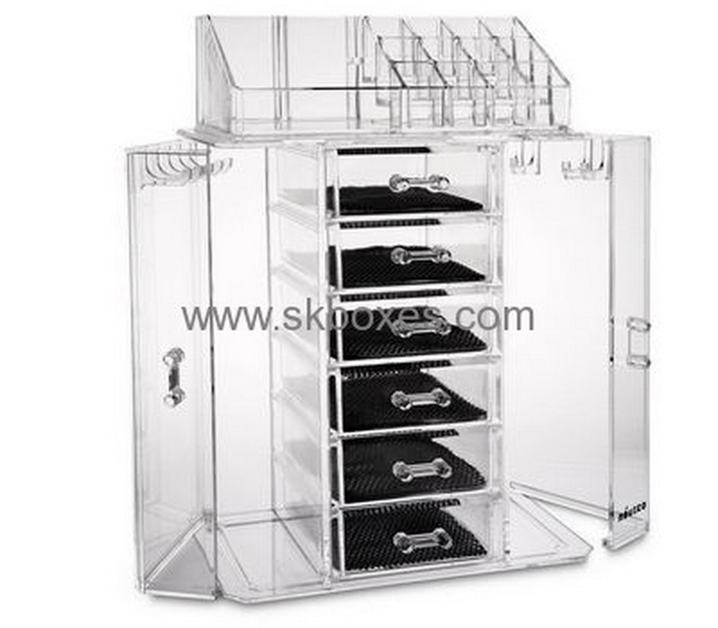 Custom acrylic rectangle box cute makeup cases large professional makeup case BMB-109