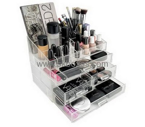 Custom acrylic makeup cosmetic box display case sale with brush holder BMB-152