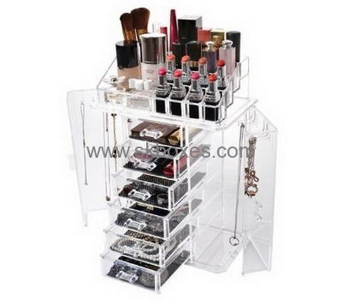 Custom acrylic large plexiglass display case jewelry and makeup storage box BMB-193