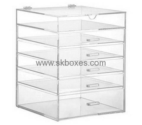 Custom cheap large big clear acrylic plastic makeup display boxes case BMB-198