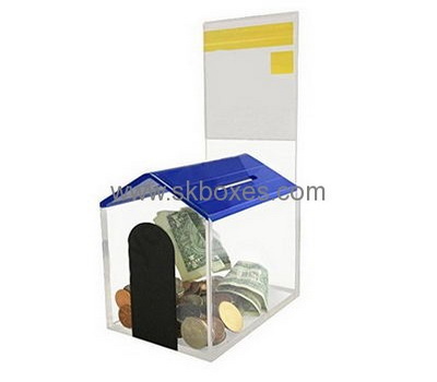 Custom acrylic large charity collection boxes floor standing charity collection boxes charity containers BDB-041