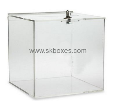 Custom clear acrylic plexiglass lockable donation display box BDB-054