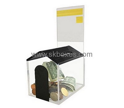 Custom acrylic plastic display cases lockable donation suggestion box BDB-061