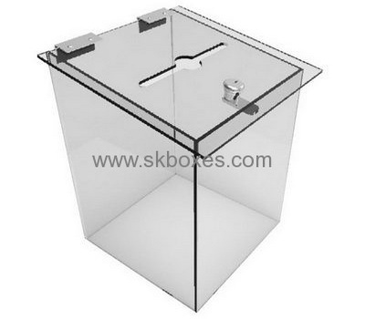 Custom clear plexiglass acrylic perspex donation suggestion box BDB-062