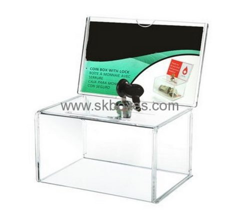 Custom clear acrylic plastic display suggestion charity boxes BDB-063