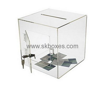 Custom acrylic plexiglass display raffle donation box BDB-065