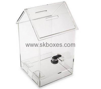 Acrylic box factory custom clear acrylic money collection donation box BDB-074