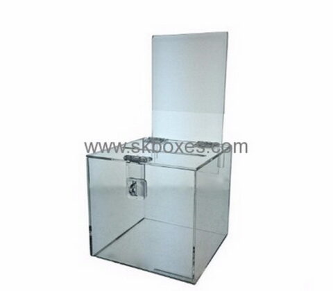 Acrylic donation box suppliers custom acrylic clear charity money collection boxes BDB-081