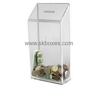 Acrylic box factory custom acrylic charity coin collection boxes wholesale BDB-086