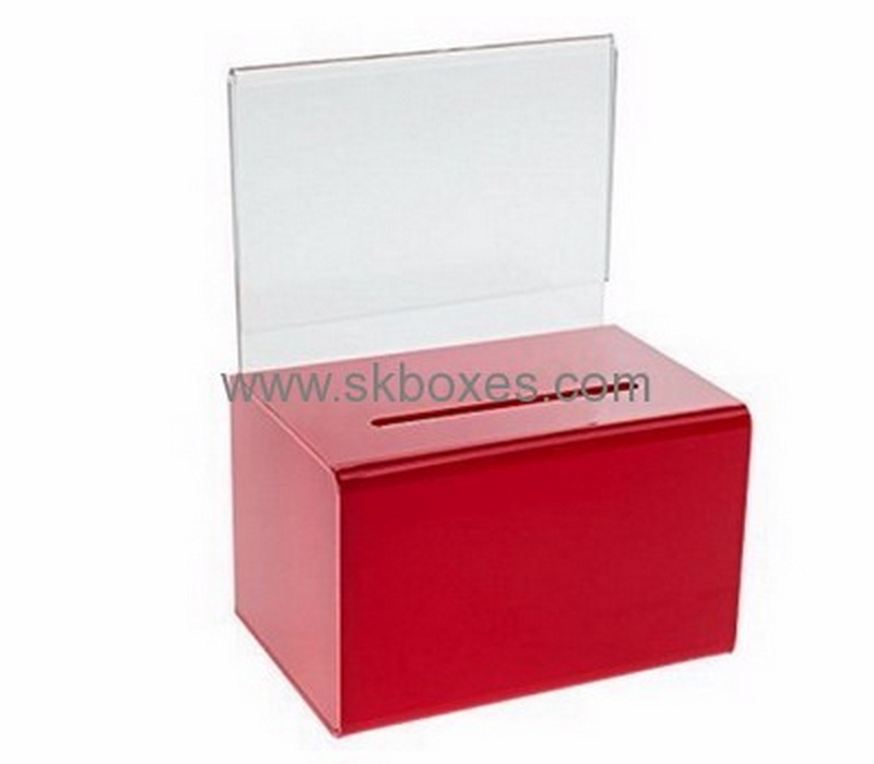 Acrylic box factory custom acrylic cheap charity coin collection boxes BDB-088