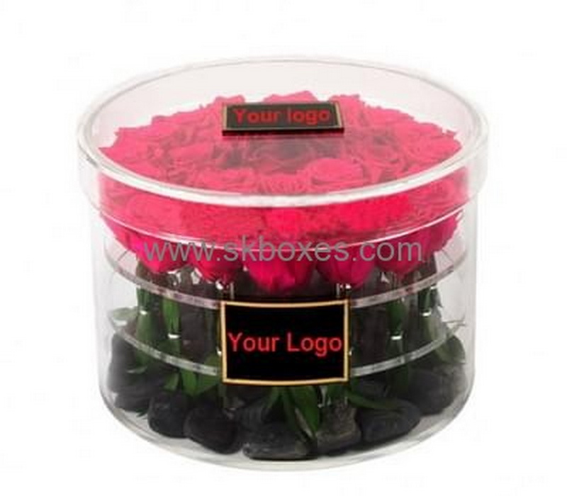 Acrylic box manufacturer customized acrylic round modern flower box BDC-302