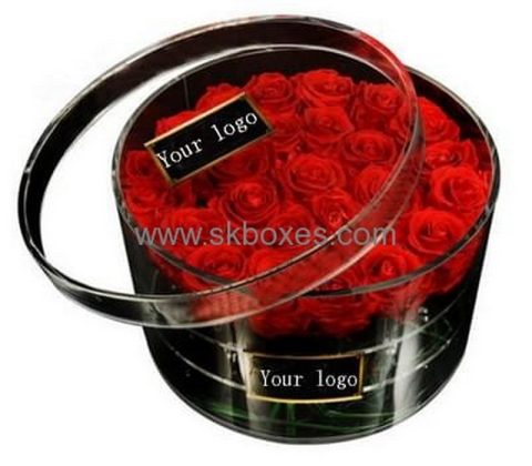 Acrylic box factory customized round rose flower containers box BDC-479