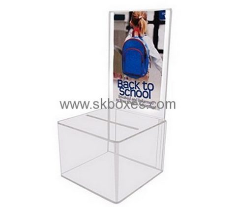 Customized clear acrylic fundraising collection boxes BBS-277