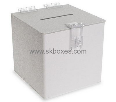 Customized white acrylic donation boxes BBS-310