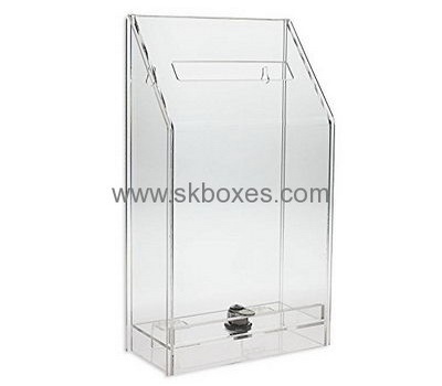 Customized clear lucite charity coin collection boxes BBS-325