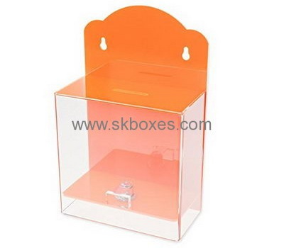 Customized orange acrylic collection boxes for fundraising BBS-329