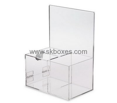 Bespoke transparent acrylic donation boxes with lock BBS-357