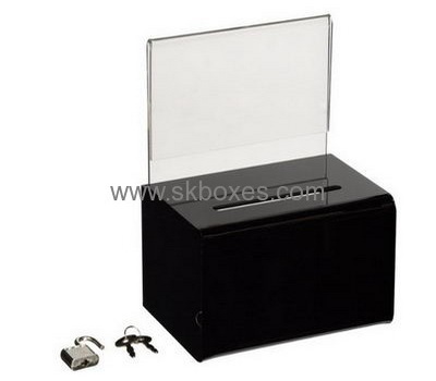 Bespoke black acrylic raffle ticket collection boxes BBS-376