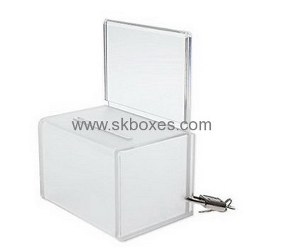 Bespoke acrylic clear donation box with lock BBS-381