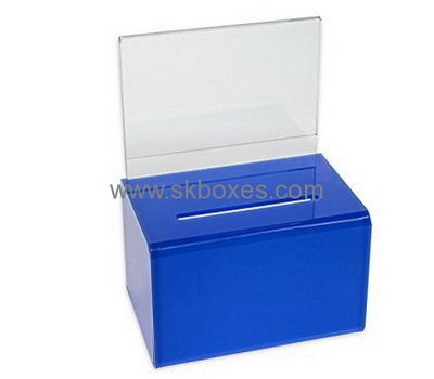 Bespoke blue acrylic donation boxes with locks BBS-383