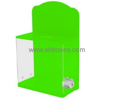 Bespoke green acrylic charity donation boxes BBS-468