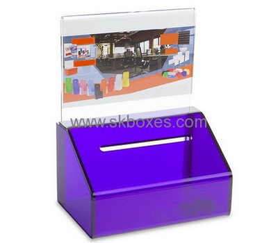 Bespoke purple acrylic donation boxes cheap BBS-502