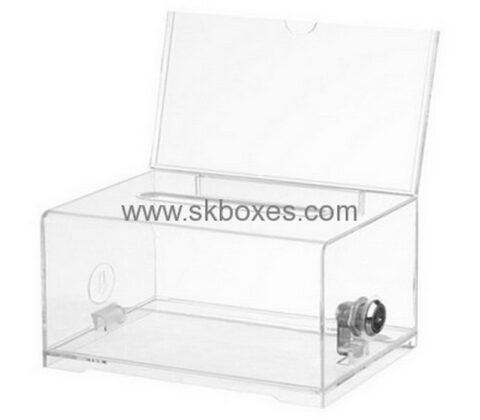 Bespoke acrylic donation box with lock BDB-098