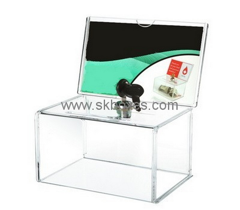 Customize acrylic clear donation box BDB-124