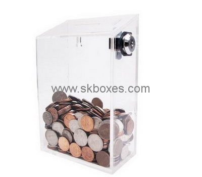 Customize clear acrylic charity coin box BDB-128