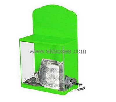 Customize green acrylic donation box BDB-143