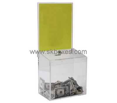 Customize clear acrylic donation box with lock BDB-144