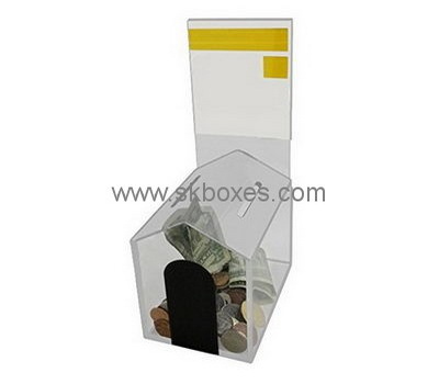 Customize clear acrylic house shaped donation box BDB-148