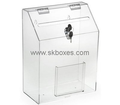 Customize clear acrylic donation box with sign holder BDB-157