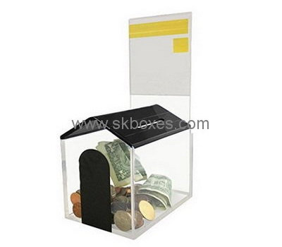 Customize clear acrylic dog house donation box BDB-169