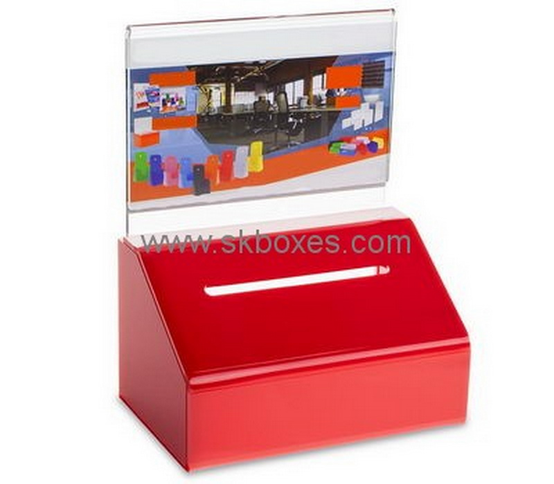 Customize red acrylic small donation box BDB-172