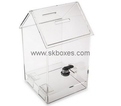 Customize acrylic house donation box BDB-182