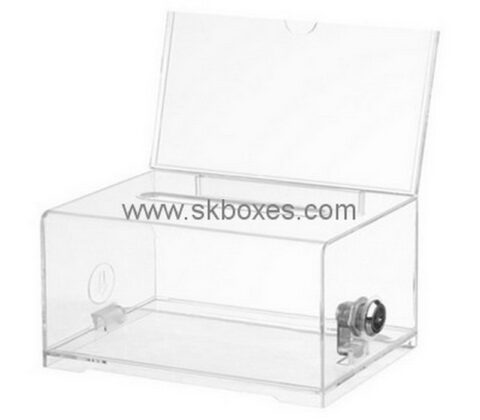 Customize lucite clear donation collection box BDB-206