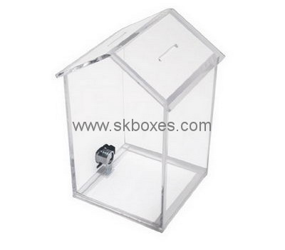 Customize lucite house donation box BDB-246