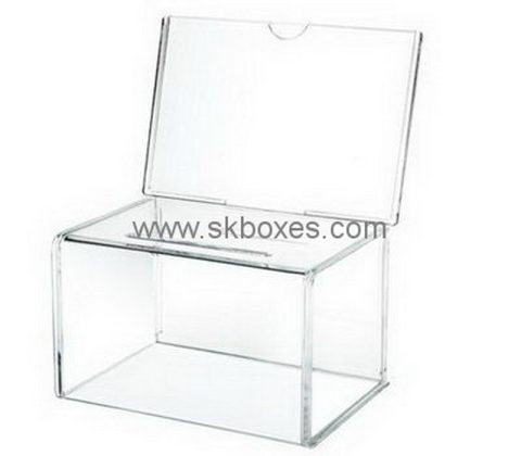 Clear acrylic ballot box with sign holder BBS-717