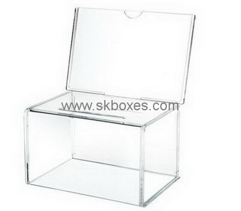 Clear acrylic ballot box with sign holder BBS-717