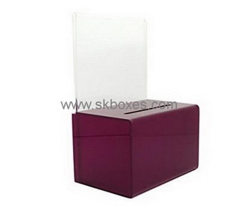 Brown acrylic suggestion box with sign holder BBS-731