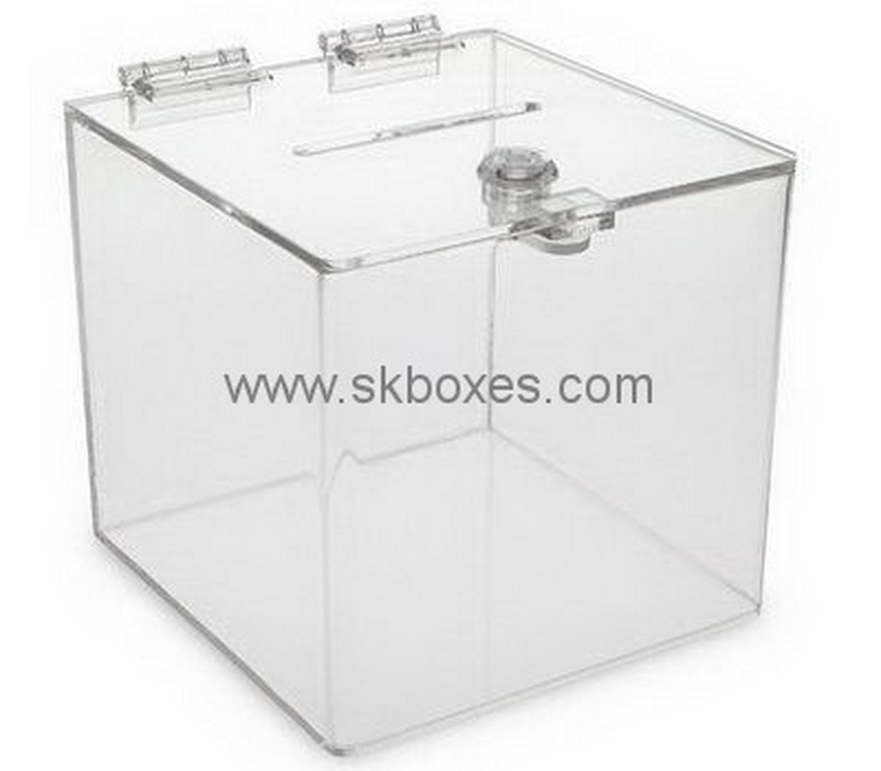 Customize clear acrylic election box with lock BBS-742