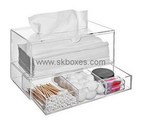 Customize clear acrylic tissue box with 3 drawers BDC-1877