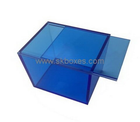 Custom blue acrylic sliding lid box BDC-1907