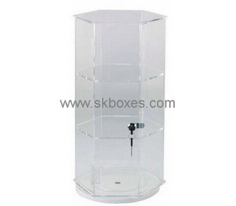 Custom hexagon clear acrylic lockable cabinet BDC-1959